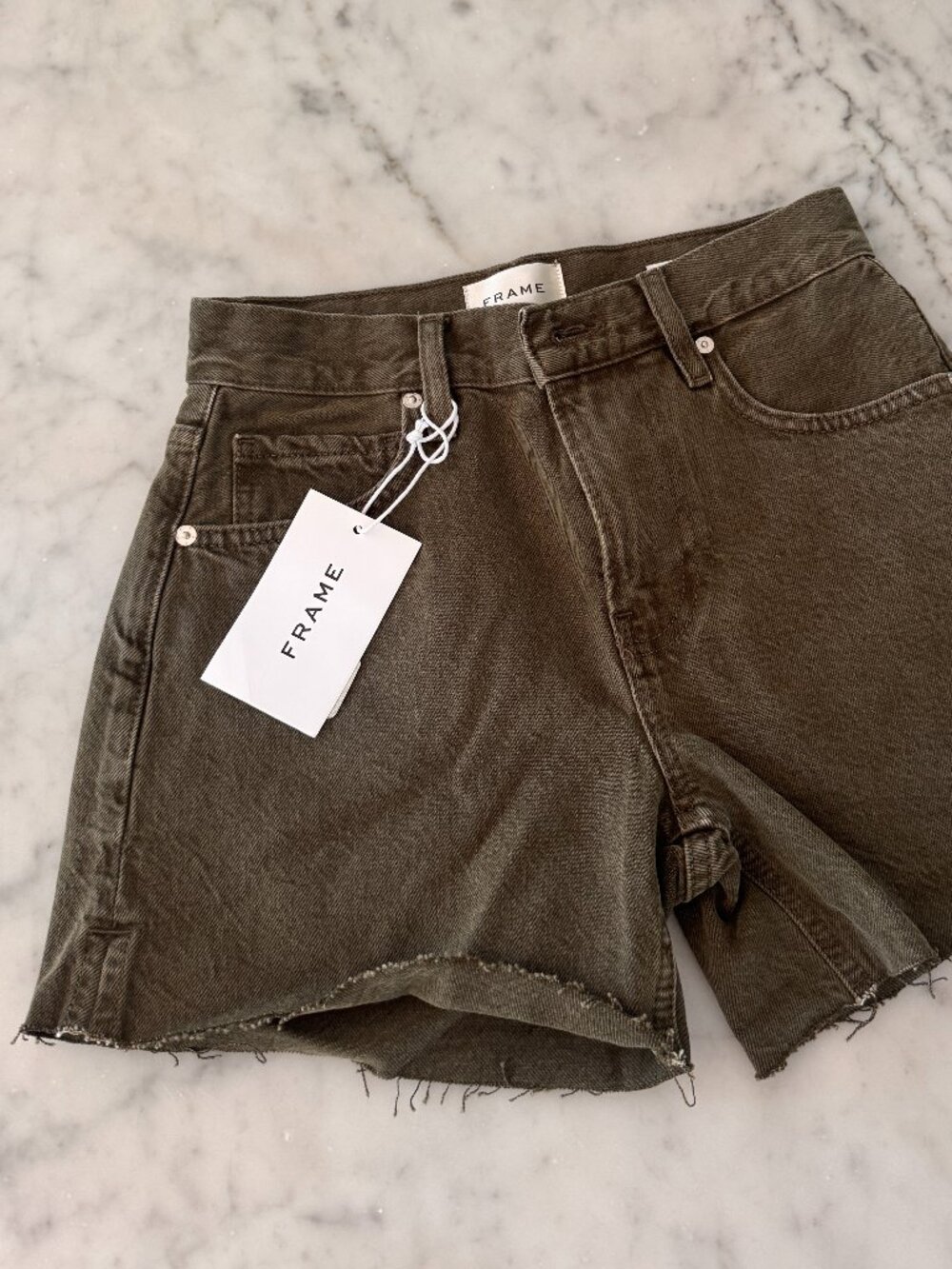Frame Le Super High Cutoff Shorts — Army Green | Size 23 | NWT | Never Worn